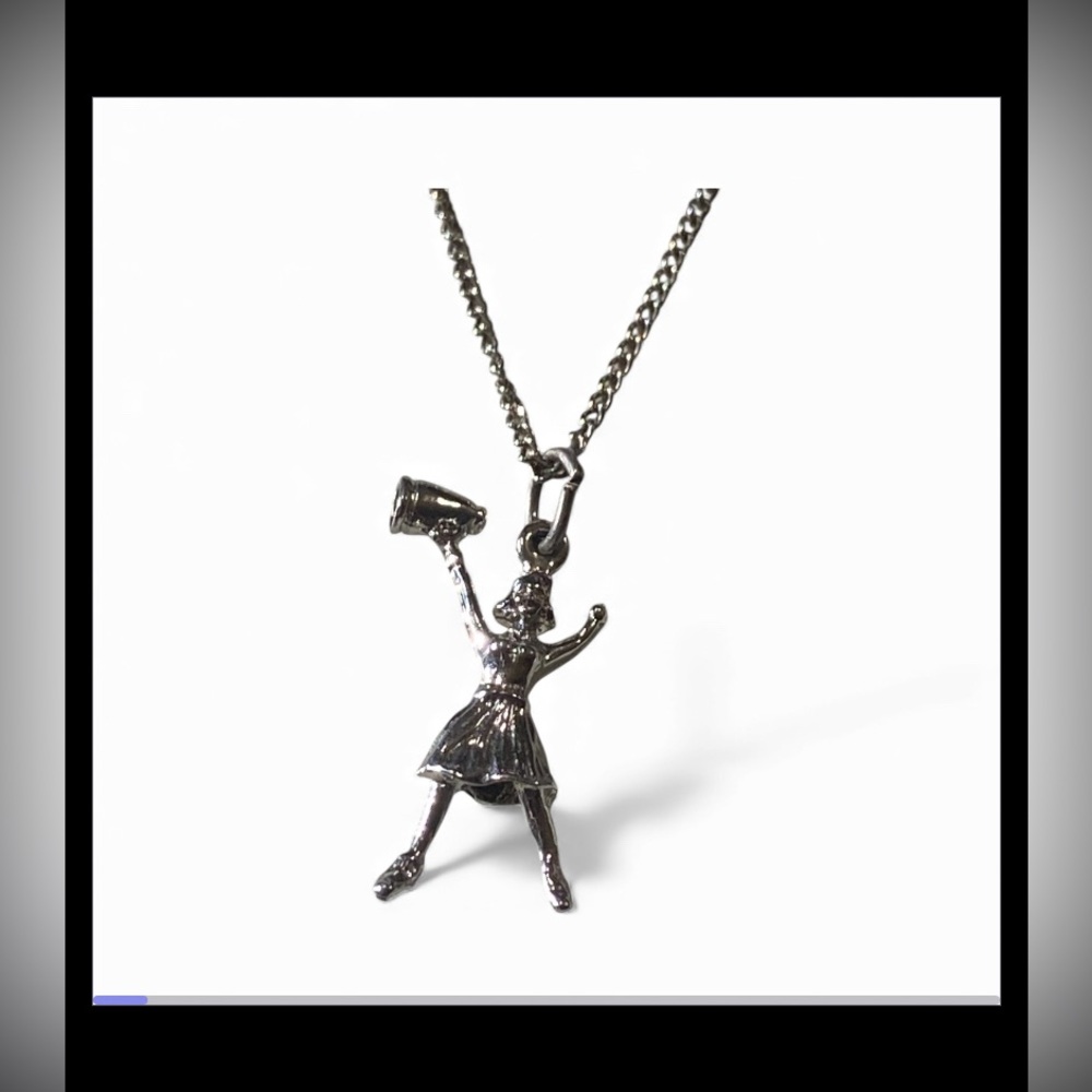 Silver Tone Cheerleader Necklace #9043